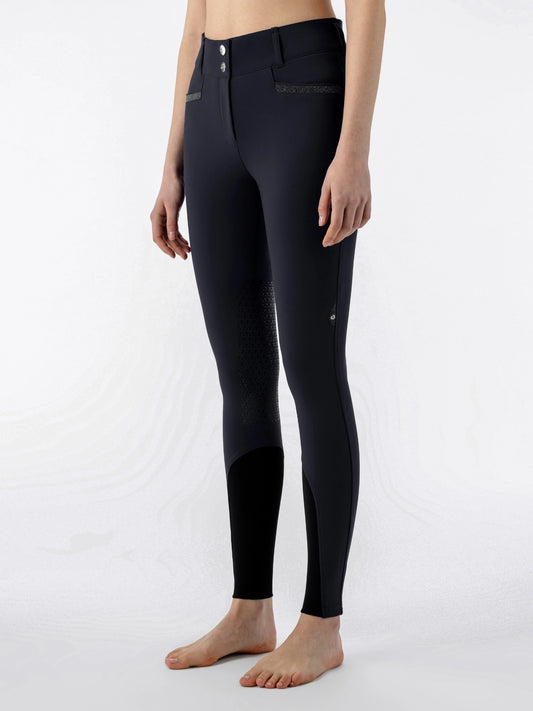 Equiline Crystalek Rijbroek Knie Grip High Waist Zwart