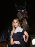 Equestrian Stockholm Crystal Champion Competition Top White Dark Ocean