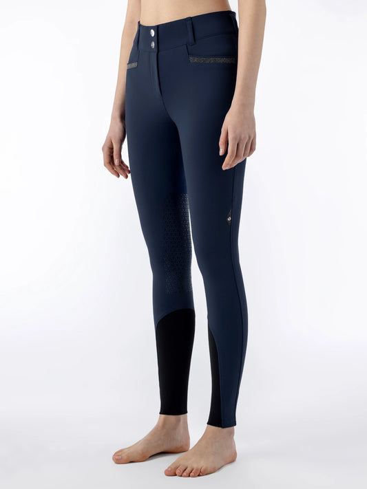 Equiline Crystalek Rijbroek Full Grip High Waist Blauw