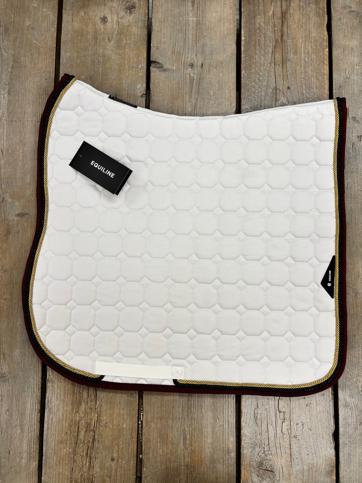 Custom | Equiline Octagon Zadeldek Wit Bordeaux