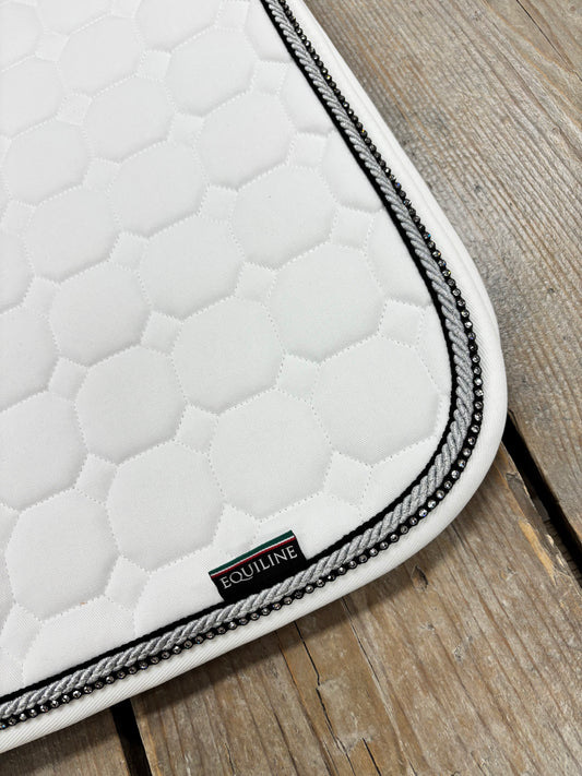 Custom | Equiline Octagon Zadeldek Wit Zilver Strass