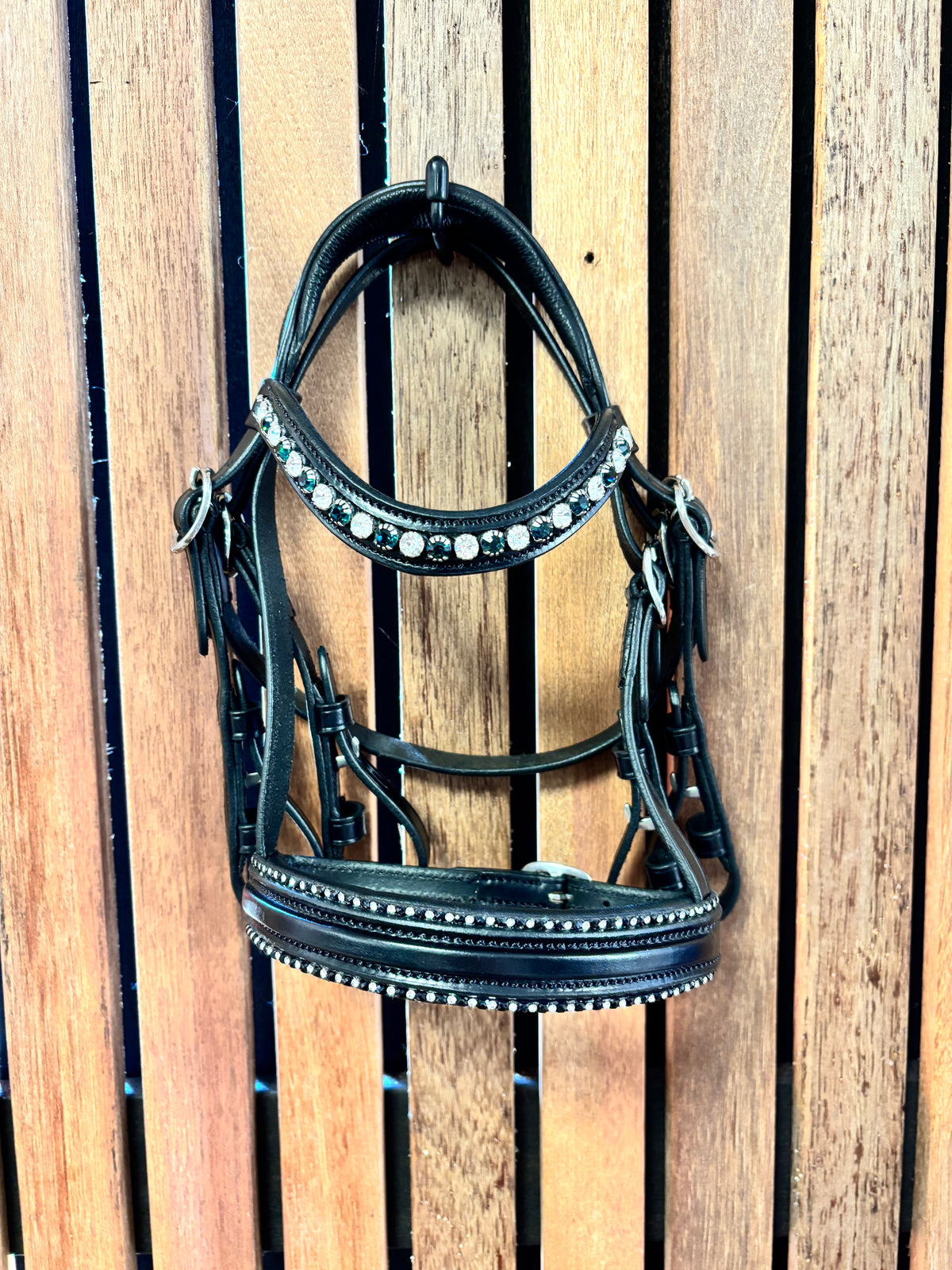 Hoofdstel Stang & Trens Hobby Horse Donkergroen Glitter