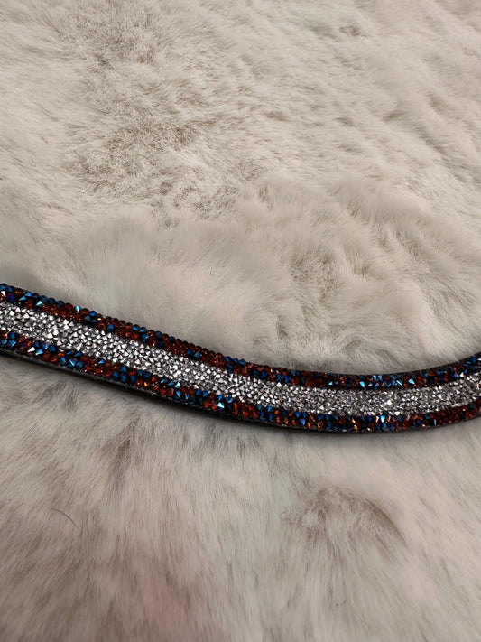 Frontriem Wave Oranje/Blauw/Zilver