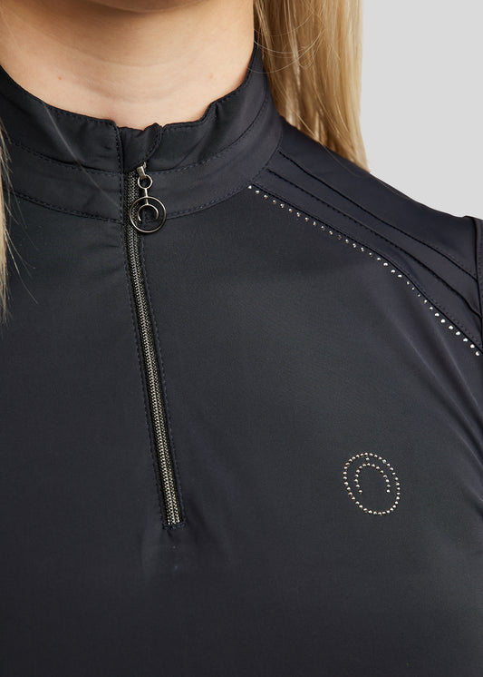 Shirt MoPearl Pintuck Sleeveless Navy