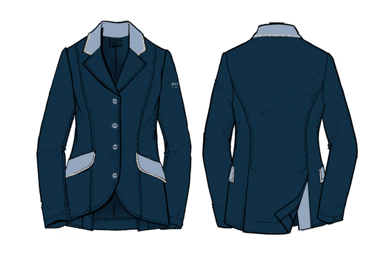 ForHorses Custom Wedstrijdjas Cristina Navy Lichtblauw