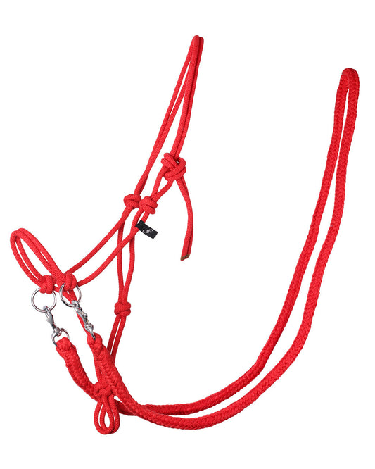Rope halter with reins Bright Red
