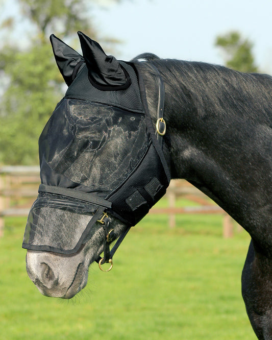 Fly hood with removable nose flap black