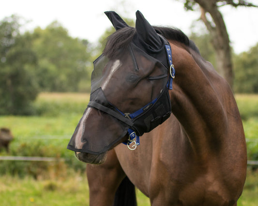 Fly hood with removable nose flap black