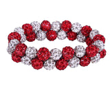 Knotband Strass rood/wit