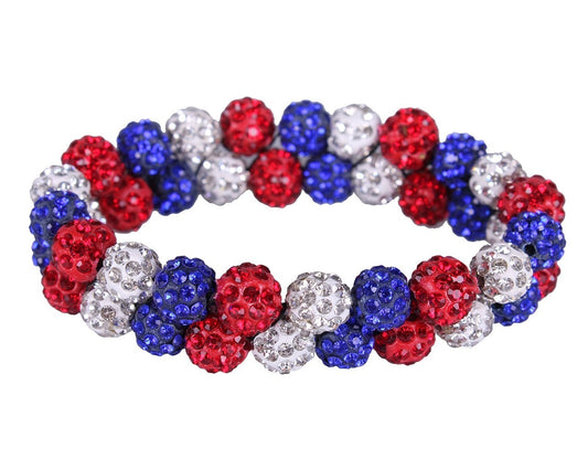 Knotband Strass rood/wit/blauw