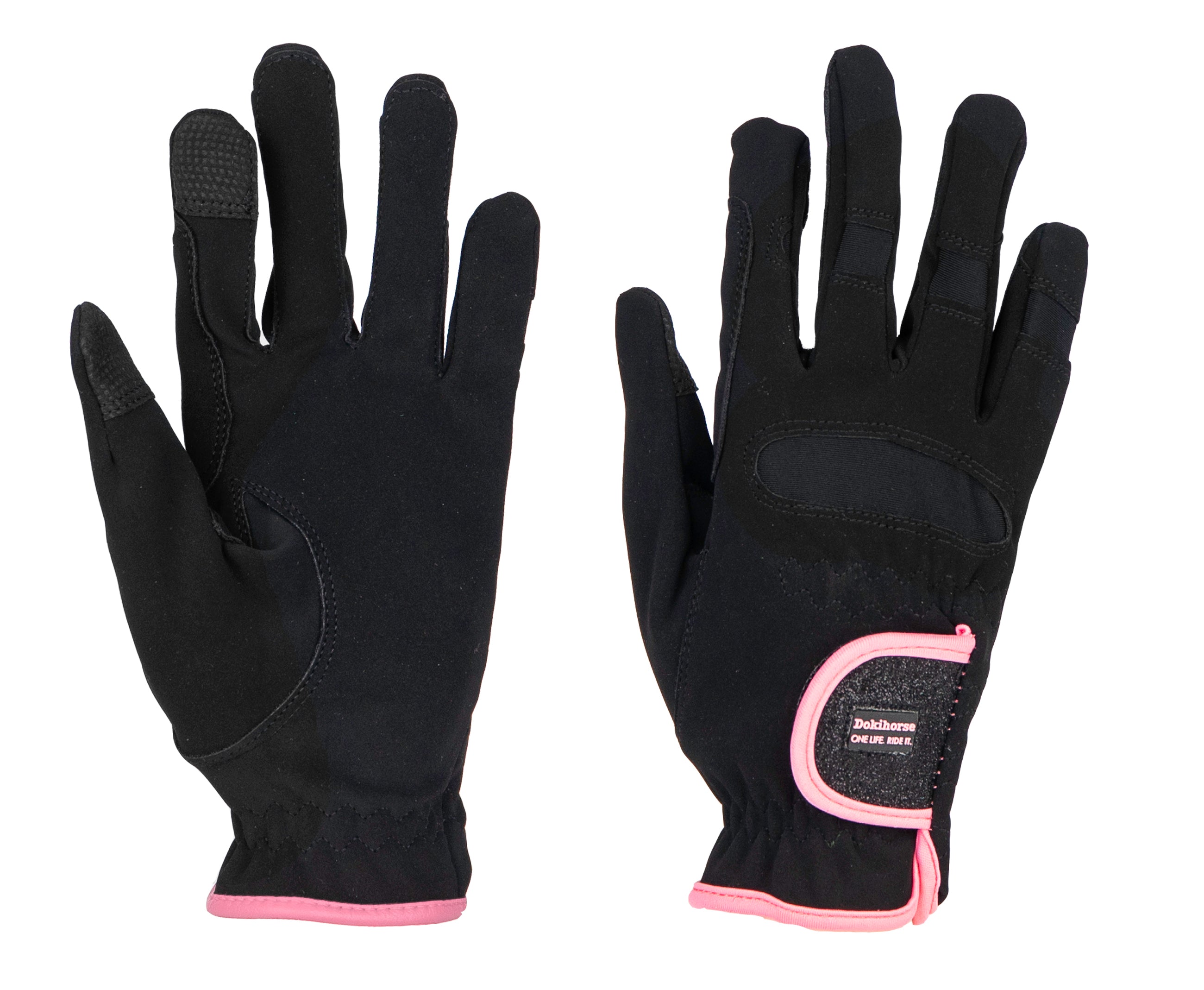 Handschoen Basic Zwart/Roze Glitter