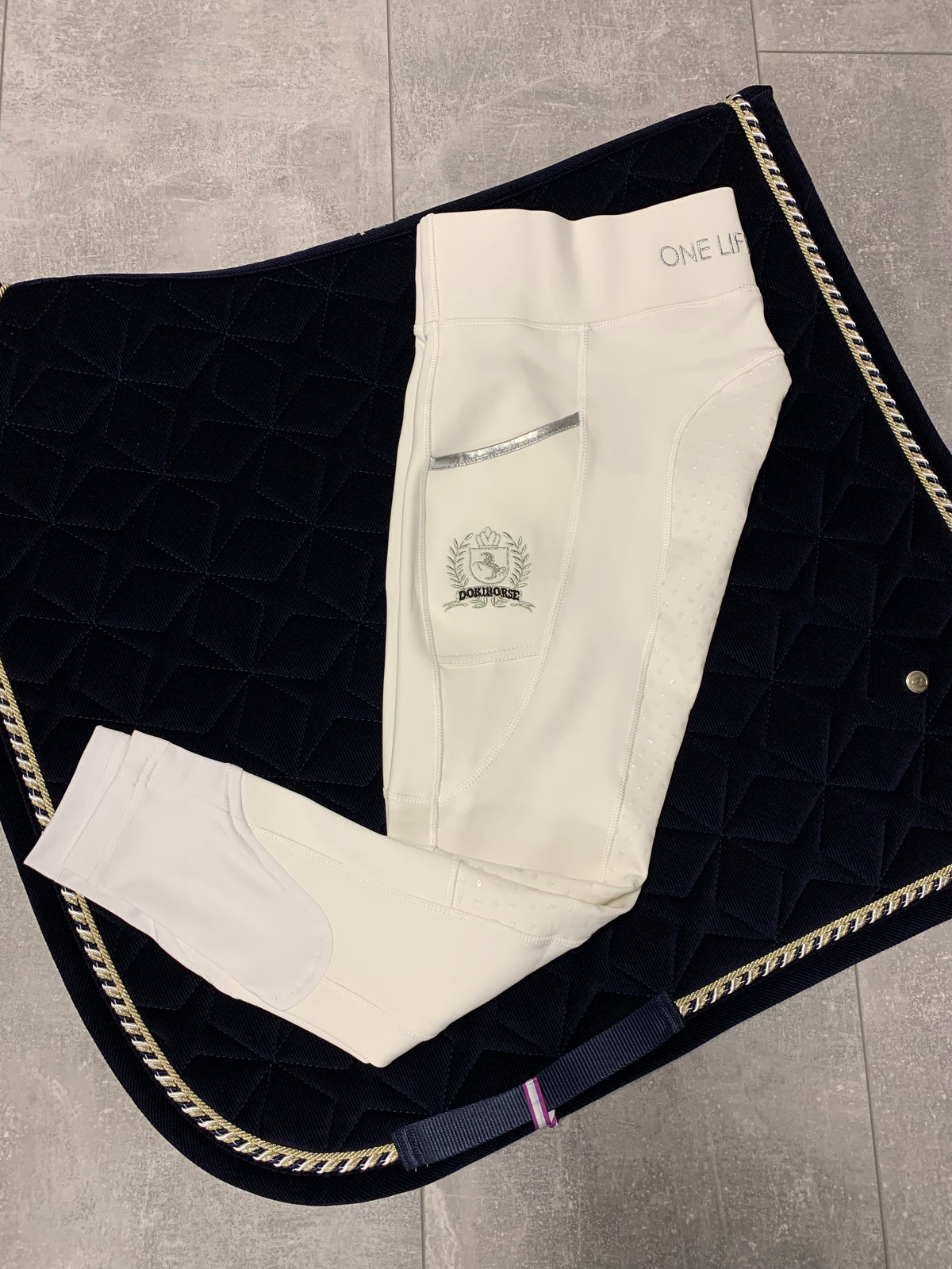 Dokihorse Riding Leggings Rome White